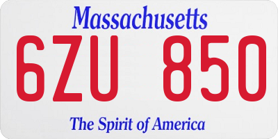 MA license plate 6ZU850