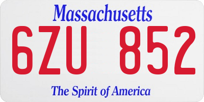 MA license plate 6ZU852