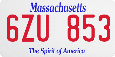 MA license plate 6ZU853