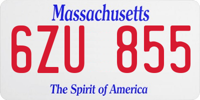 MA license plate 6ZU855
