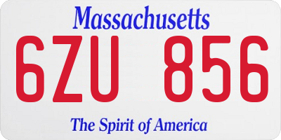 MA license plate 6ZU856