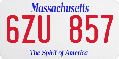 MA license plate 6ZU857