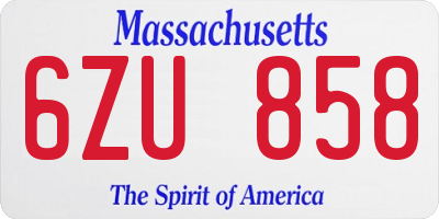 MA license plate 6ZU858