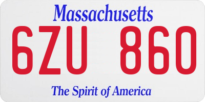 MA license plate 6ZU860