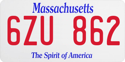 MA license plate 6ZU862