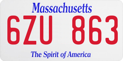 MA license plate 6ZU863