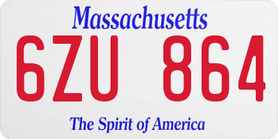 MA license plate 6ZU864