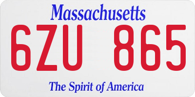 MA license plate 6ZU865