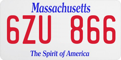 MA license plate 6ZU866