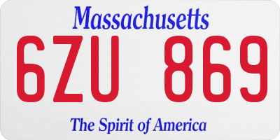 MA license plate 6ZU869