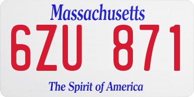 MA license plate 6ZU871
