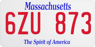 MA license plate 6ZU873