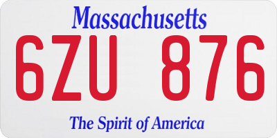 MA license plate 6ZU876