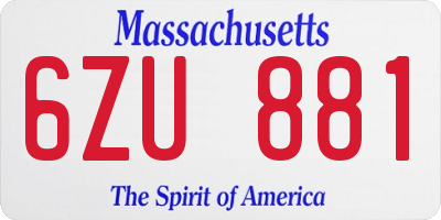 MA license plate 6ZU881
