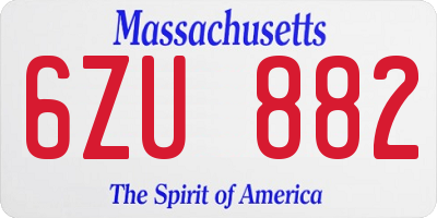 MA license plate 6ZU882