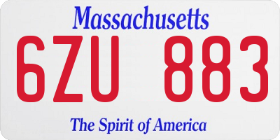 MA license plate 6ZU883