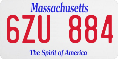MA license plate 6ZU884