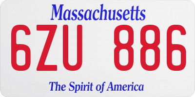 MA license plate 6ZU886