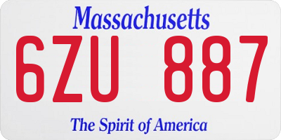 MA license plate 6ZU887