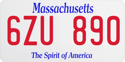 MA license plate 6ZU890