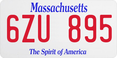 MA license plate 6ZU895