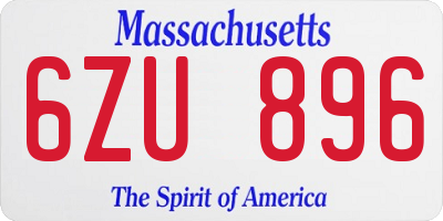 MA license plate 6ZU896