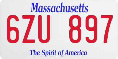 MA license plate 6ZU897