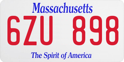 MA license plate 6ZU898