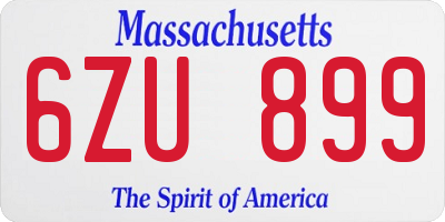 MA license plate 6ZU899