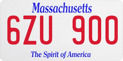 MA license plate 6ZU900