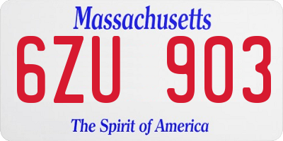 MA license plate 6ZU903