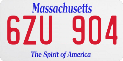 MA license plate 6ZU904