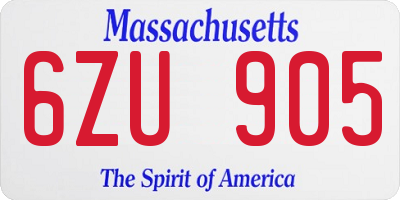 MA license plate 6ZU905