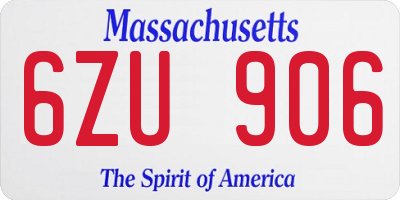 MA license plate 6ZU906