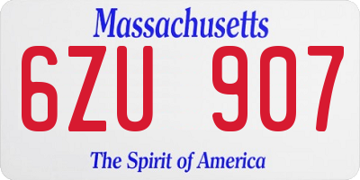 MA license plate 6ZU907