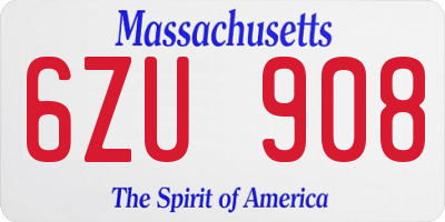 MA license plate 6ZU908