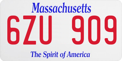 MA license plate 6ZU909