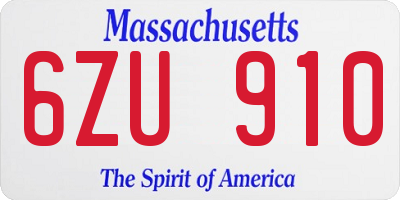 MA license plate 6ZU910