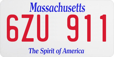 MA license plate 6ZU911