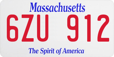 MA license plate 6ZU912