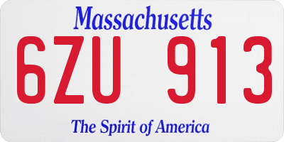 MA license plate 6ZU913