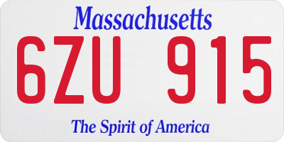 MA license plate 6ZU915