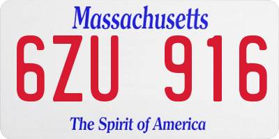 MA license plate 6ZU916