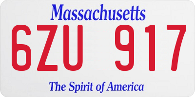 MA license plate 6ZU917