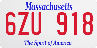 MA license plate 6ZU918