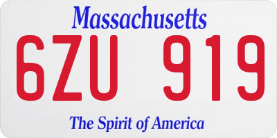 MA license plate 6ZU919