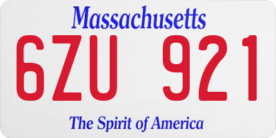 MA license plate 6ZU921