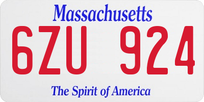 MA license plate 6ZU924