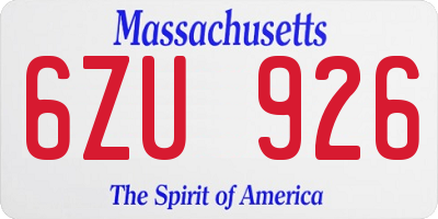 MA license plate 6ZU926