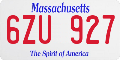 MA license plate 6ZU927